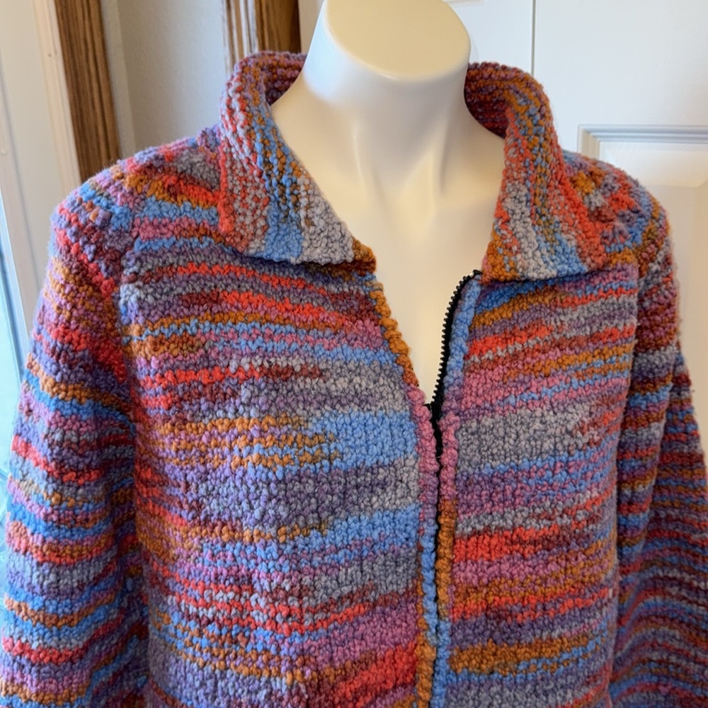 Colorful Knit Zip-Up Jacket